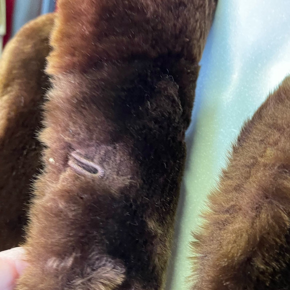 Vintage 60s Famous-Barr Co Brown Teddy Faux Fur Knee Length Coat Womens L/XL - Picture 6 of 10